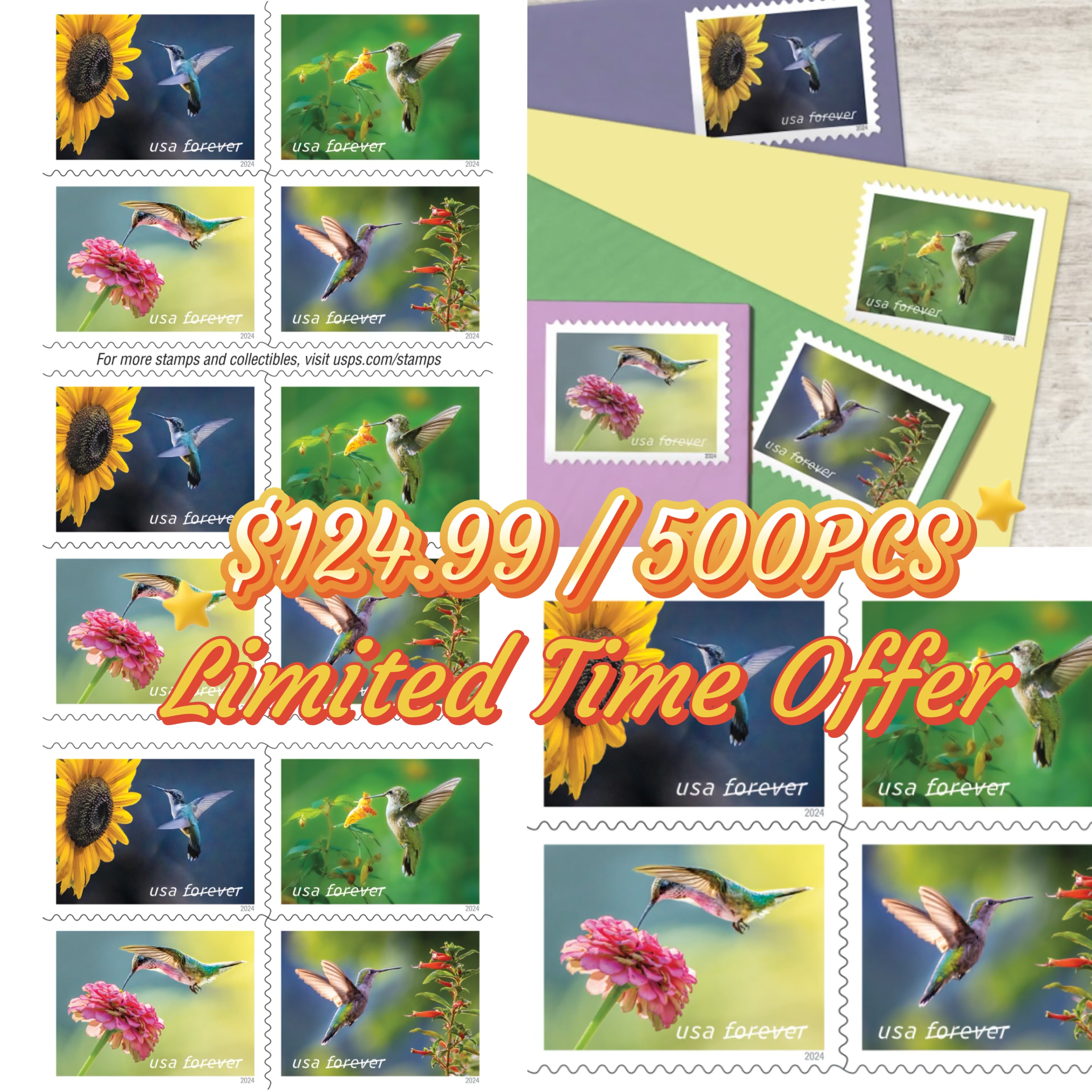 2024 Garden Delights Stamps 500pcs | Forever Stamps US Postage Stamps