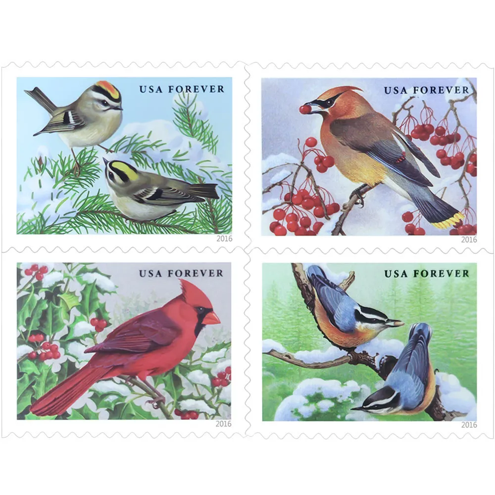 2016 Forever Stamps Songbirds In Snow - Forever Stamps
